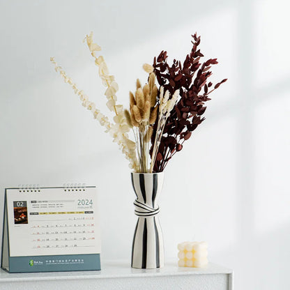 DecorBites™ Abstract Ceramic Hydroponic Vase, Black & White