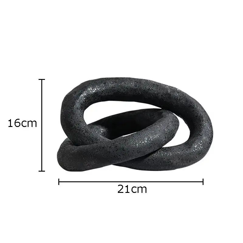 Abstract white & black ceramic knot sculpture living room decor