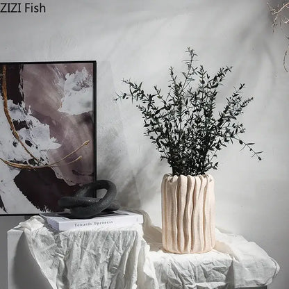Abstract white & black ceramic knot sculpture living room decor