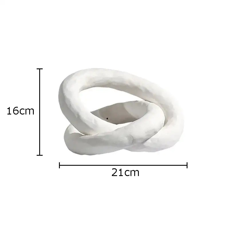 Abstract white & black ceramic knot sculpture living room decor