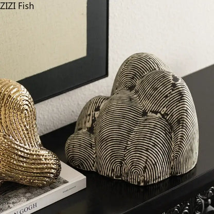 Modern black & white abstract ceramic rockery sculpture ornament bedroom