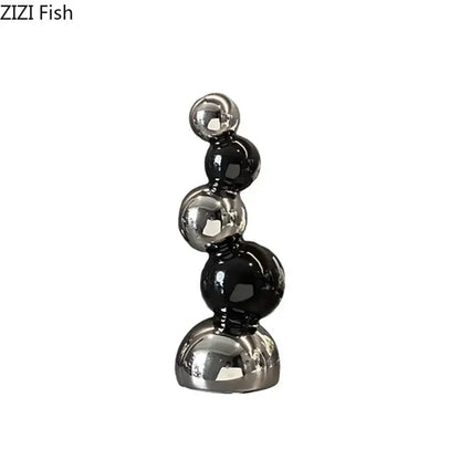 Modern black & silver abstract ceramic sculpture living room decor