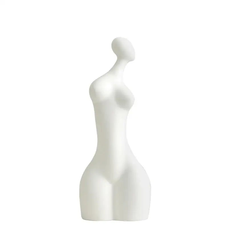 Abstract white & teal ceramic sexy woman statues living room decor
