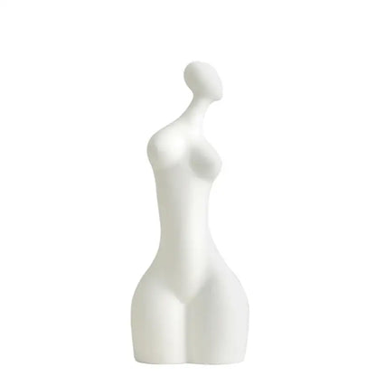 Abstract white & teal ceramic sexy woman statues living room decor