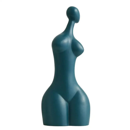 Abstract white & teal ceramic sexy woman statues living room decor
