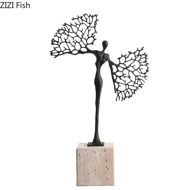 Abstract character marble sculpture bronze living room decor