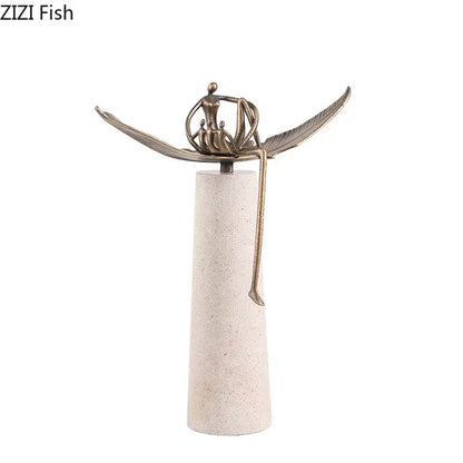 Abstract character marble sculpture bronze living room decor