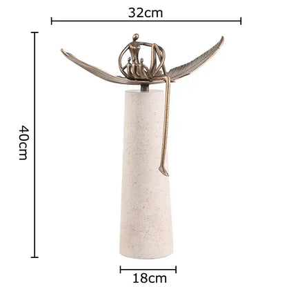 Abstract character marble sculpture bronze living room decor