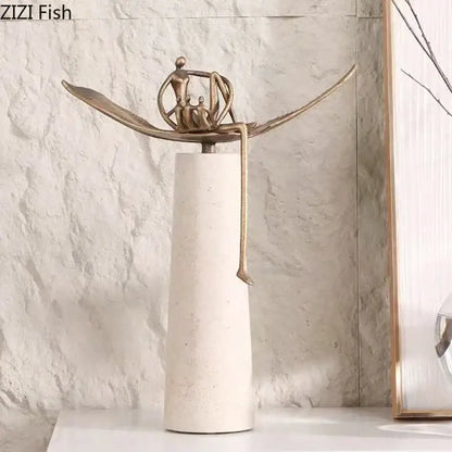 Abstract character marble sculpture bronze living room decor