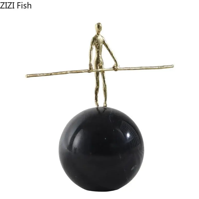 Abstract character marble sculpture bronze living room decor