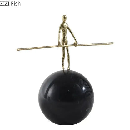 Abstract character marble sculpture bronze living room decor