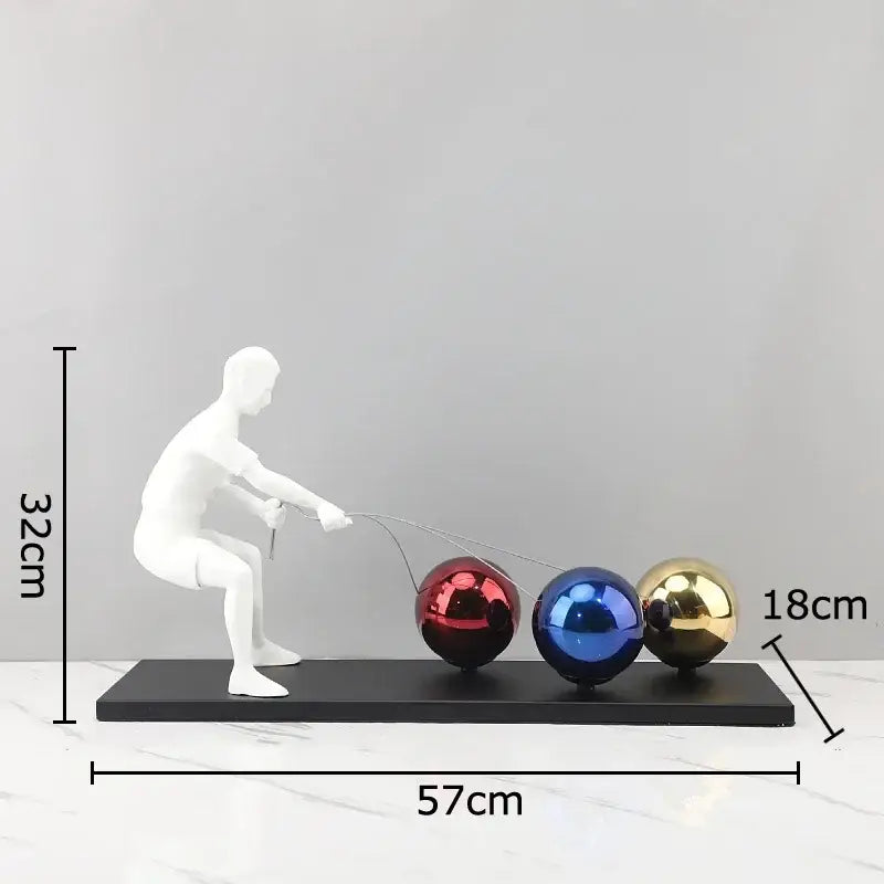 Abstract character metal sculpture white resin figurine living room
