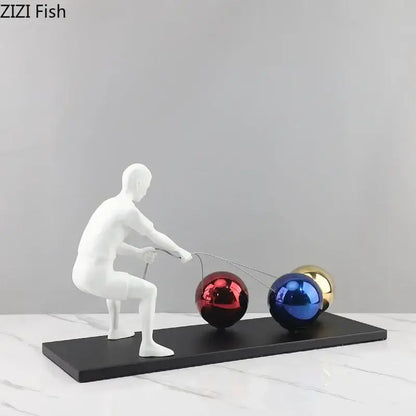 Abstract character metal sculpture white resin figurine living room