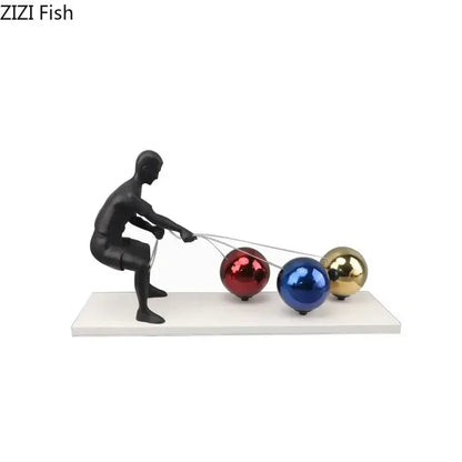 Abstract character metal sculpture white resin figurine living room