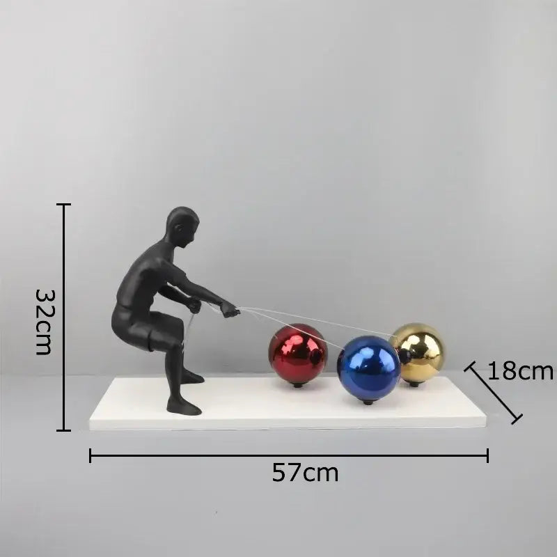Abstract character metal sculpture white resin figurine living room