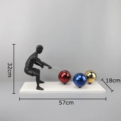 Abstract character metal sculpture white resin figurine living room