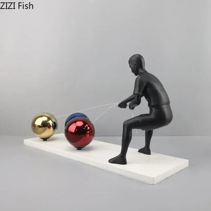 Abstract character metal sculpture white resin figurine living room