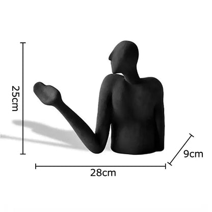 Minimalist black & white abstract character resin sculpture living room decor