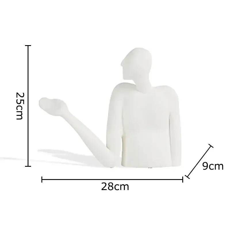 Minimalist black & white abstract character resin sculpture living room decor