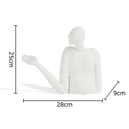Minimalist black & white abstract character resin sculpture living room decor