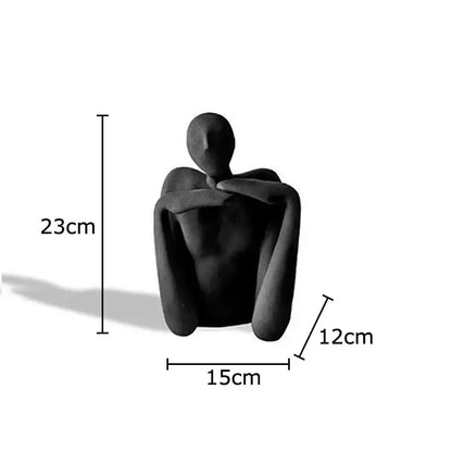 Minimalist black & white abstract character resin sculpture living room decor