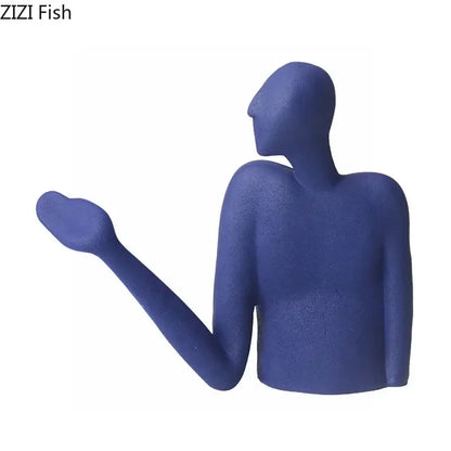Minimalist black & white abstract character resin sculpture living room decor