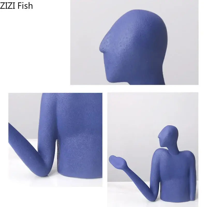 Minimalist black & white abstract character resin sculpture living room decor