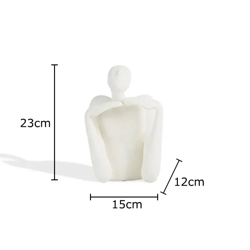 Minimalist black & white abstract character resin sculpture living room decor