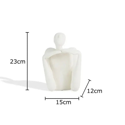 Minimalist black & white abstract character resin sculpture living room decor