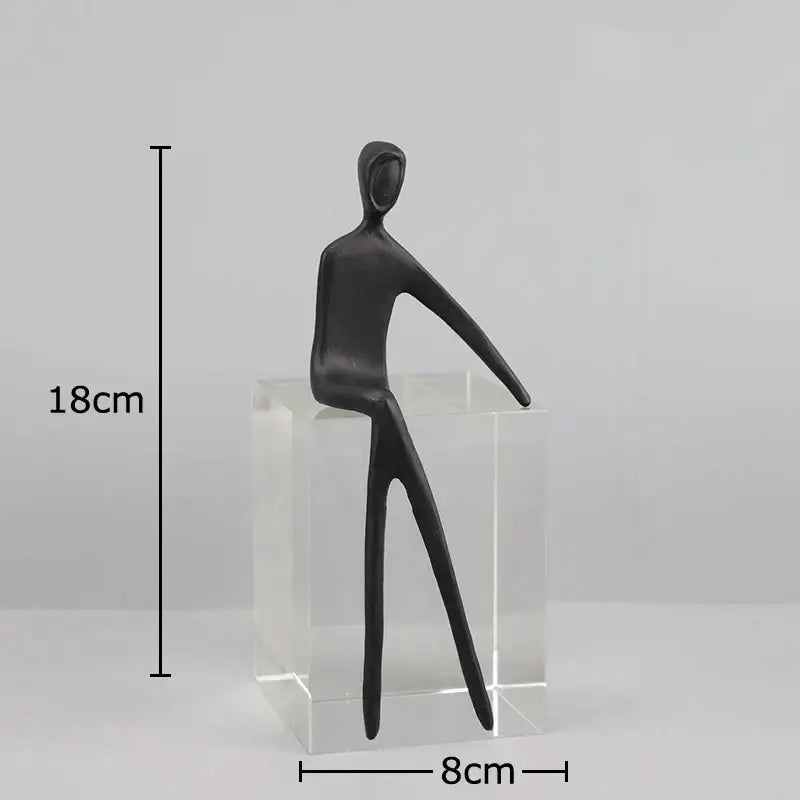 Minimalist black & gold abstract character sculpture living room decor