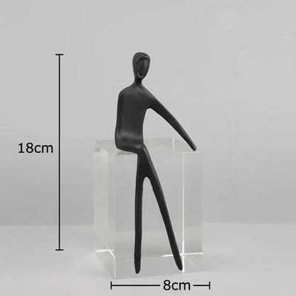 Minimalist black & gold abstract character sculpture living room decor