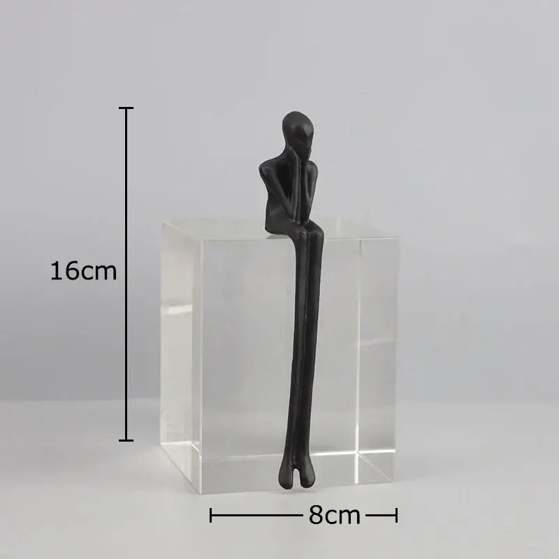Minimalist black & gold abstract character sculpture living room decor