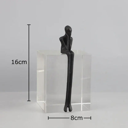 Minimalist black & gold abstract character sculpture living room decor