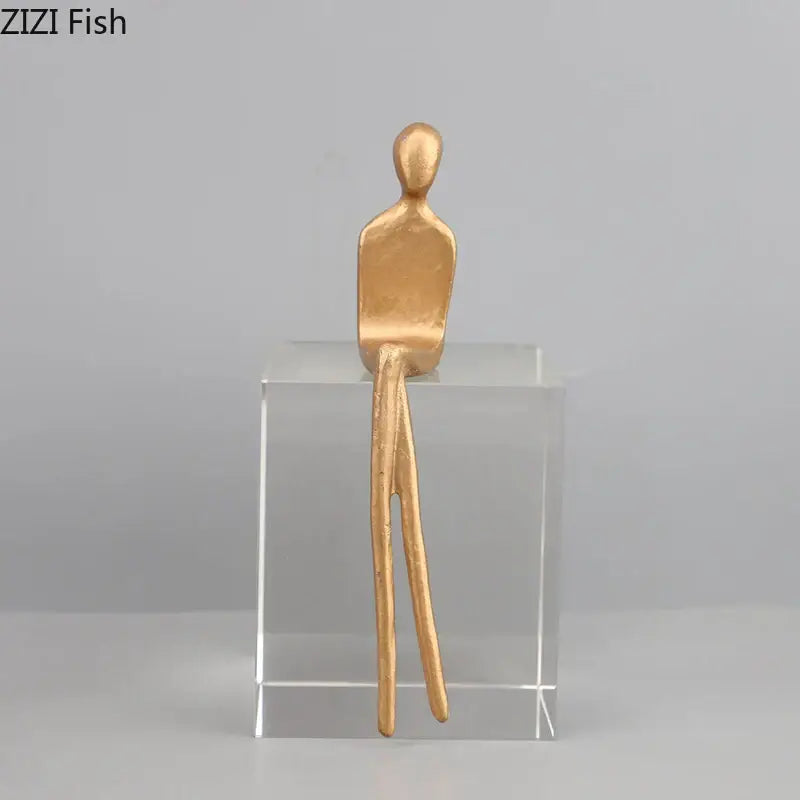 Minimalist black & gold abstract character sculpture living room decor