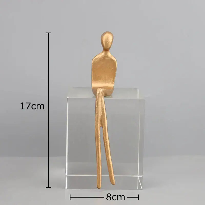 Minimalist black & gold abstract character sculpture living room decor
