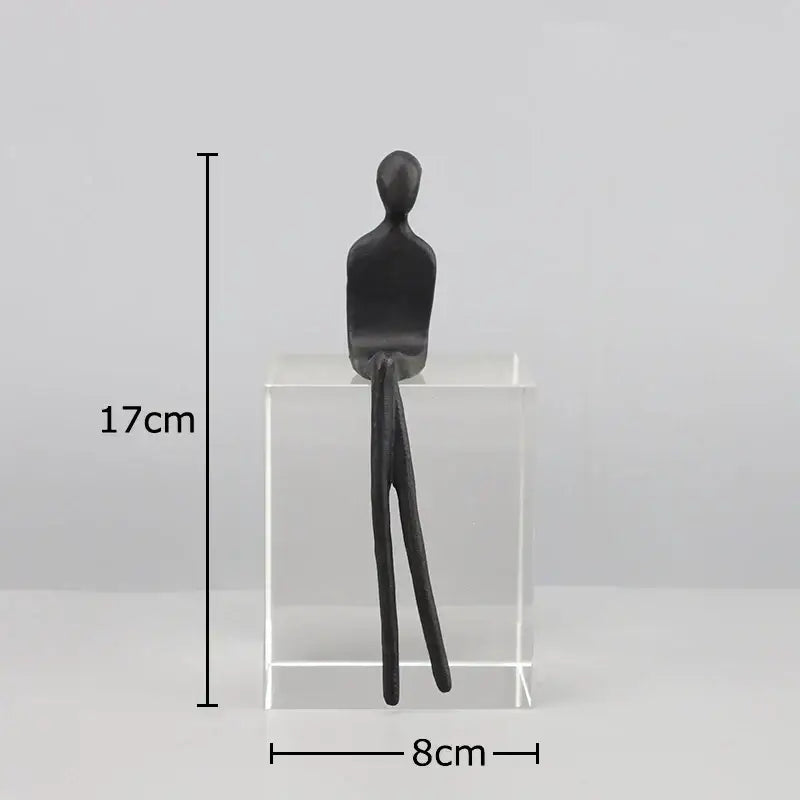 Minimalist black & gold abstract character sculpture living room decor