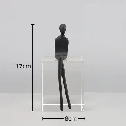 Minimalist black & gold abstract character sculpture living room decor