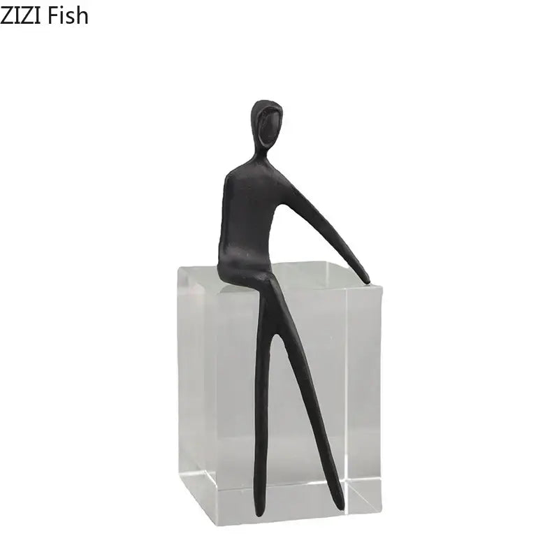 Minimalist black & gold abstract character sculpture living room decor
