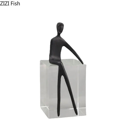 Minimalist black & gold abstract character sculpture living room decor
