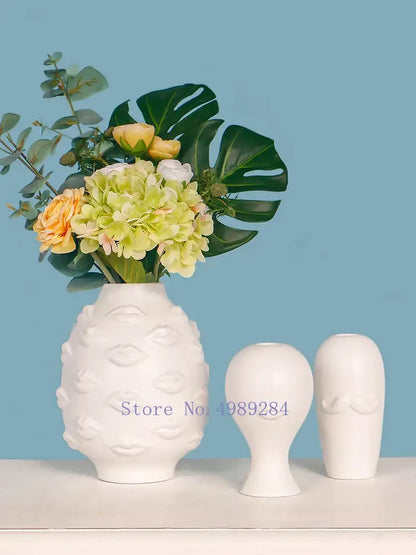 Modern abstract character white ceramics vase living room decor
