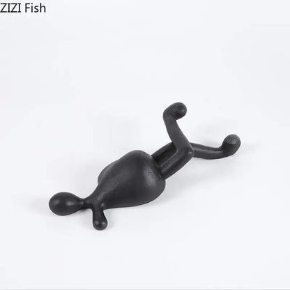 Minimalist black abstract characters resin statues living room decor