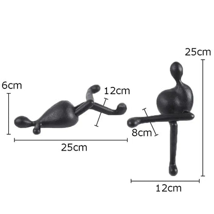Minimalist black abstract characters resin statues living room decor