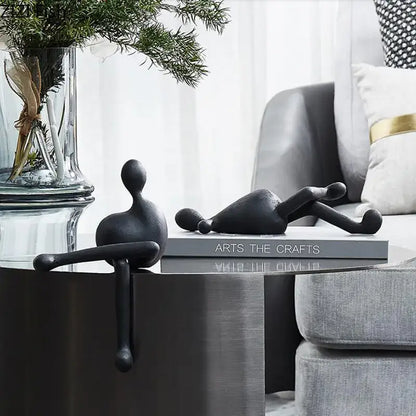 Minimalist black abstract characters resin statues living room decor
