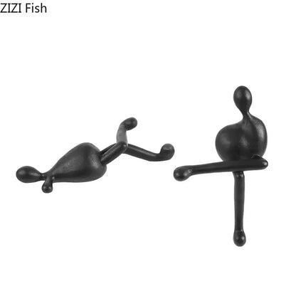 Minimalist black abstract characters resin statues living room decor