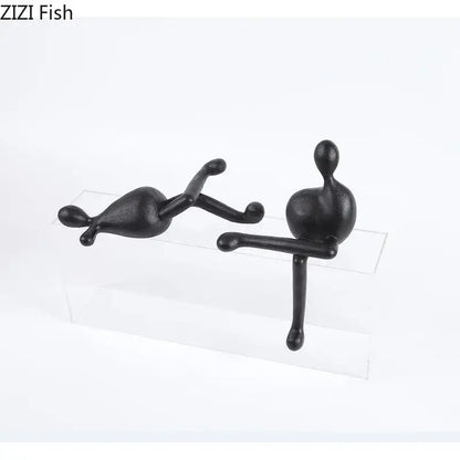Minimalist black abstract characters resin statues living room decor