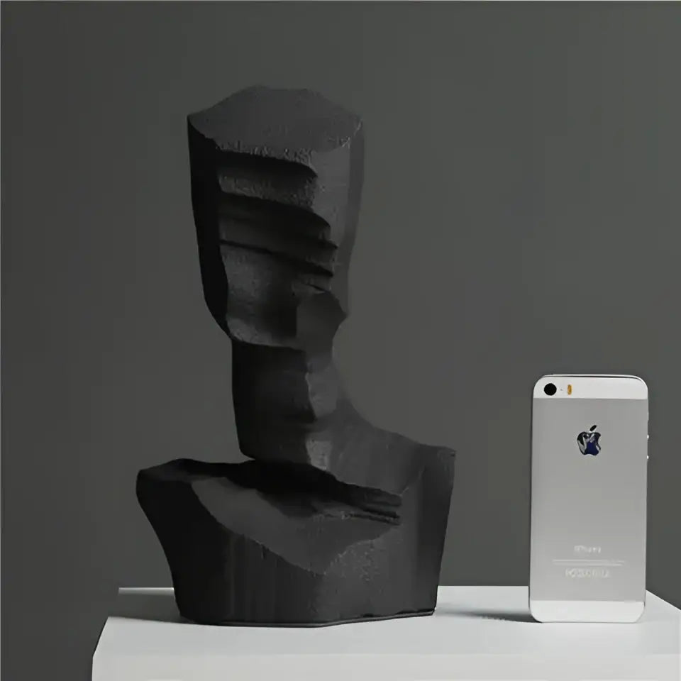 Modern black & white abstract characters sculpture living room bookends