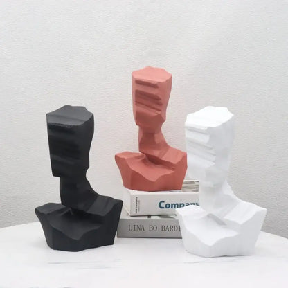 Modern black & white abstract characters sculpture living room bookends