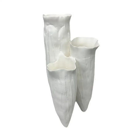 Abstract white coral reef ceramic vase triangle living room decor
