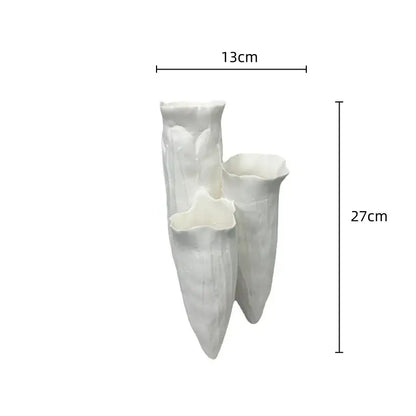 Abstract white coral reef ceramic vase triangle living room decor