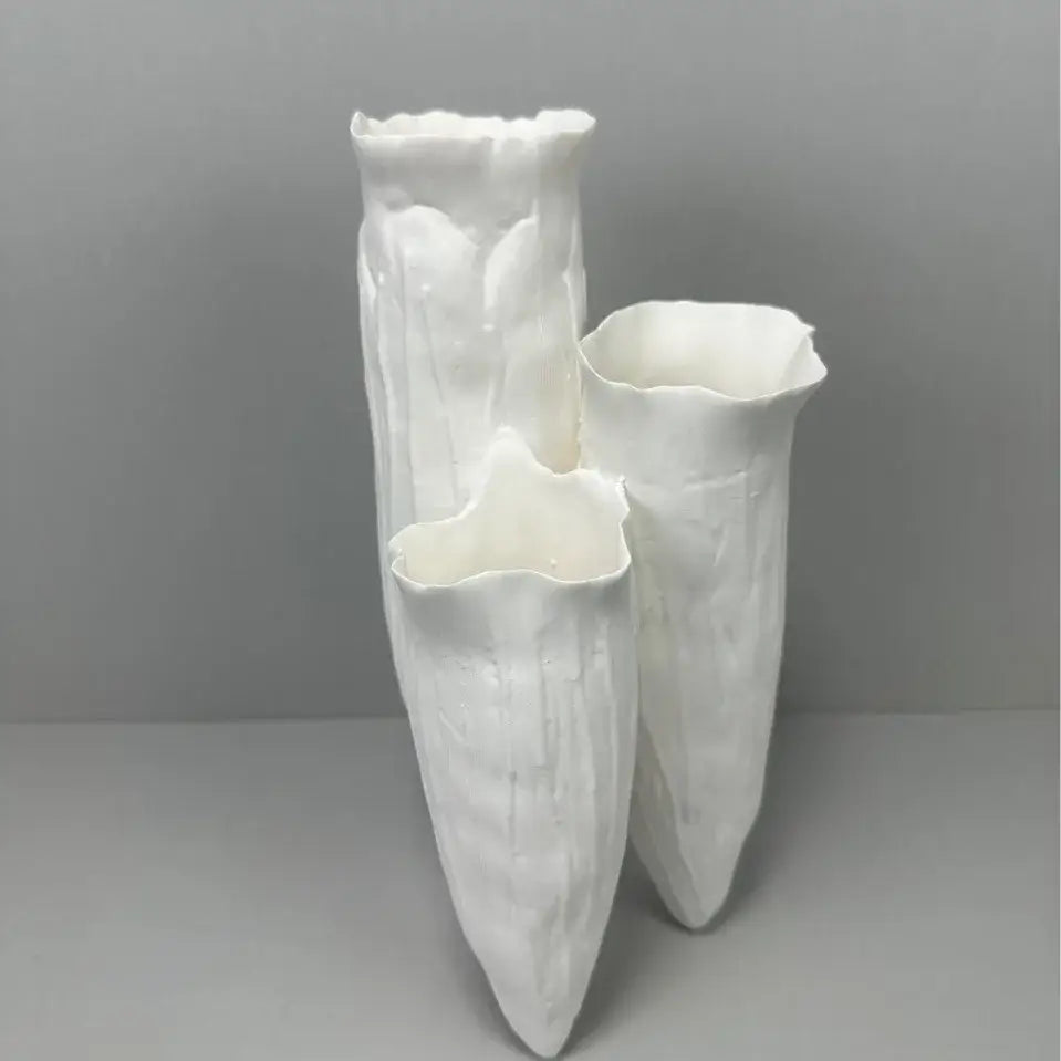 Abstract white coral reef ceramic vase triangle living room decor